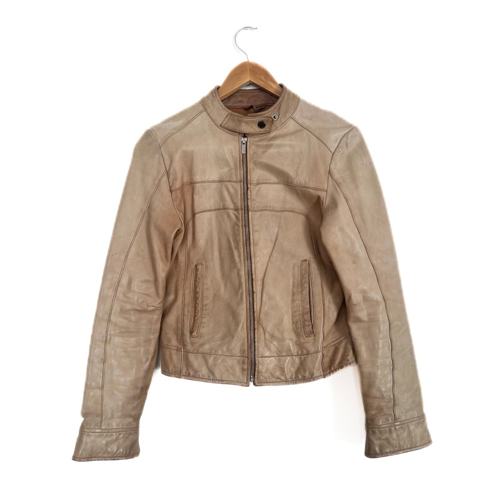Tan Leather Moto Jacket
